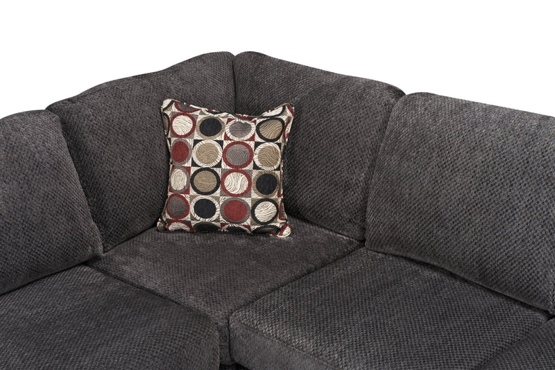 Sofa sectionnel de gauche Morty 2 pièces fabriqué au Canada en tissu de chenille avec coussins décoratifs - gris