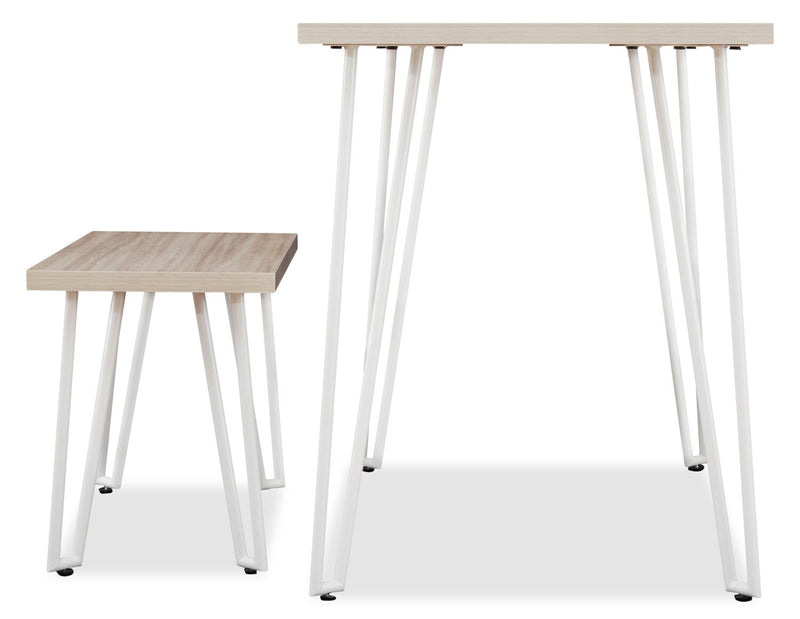 Bureau d'étude Liam pour enfants avec banc - blanc