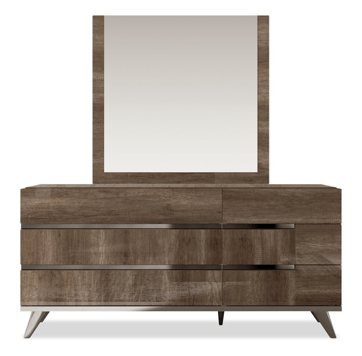 Miroir de commode de chambre à coucher Gino - fabriqué en Italie, moderne - brun