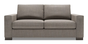 Sofa personnalisable Track de Sofa Lab de 75 po de format condo fabriqué au Canada en tissu d’apparence lin avec accoudoirs rectilignes - gris Luna Smoke
