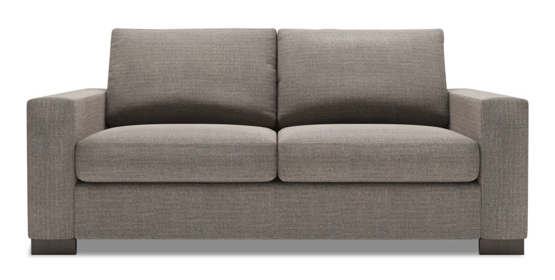 Sofa personnalisable Track de Sofa Lab de 75 po de format condo fabriqué au Canada en tissu d’apparence lin avec accoudoirs rectilignes - gris Luna Smoke