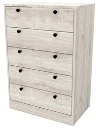 Commode verticale Hart de 24,6 po (L) x 36,2 po (H) à 5 tiroirs pour la chambre à coucher, fabriquée au Canada - blanche