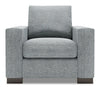 Fauteuil Track de Sofa Lab personnalisable de 38 po fabriqué au Canada en tissu d’apparence lin avec accoudoirs rectilignes - gris Luna Pewter