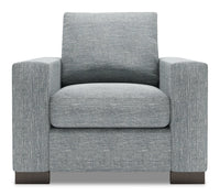 Fauteuil Track de Sofa Lab de 38 po fabriqué au Canada en tissu d’apparence lin avec accoudoirs rectilignes - gris Luna Pewter
