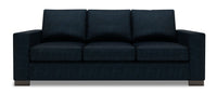 Sofa-lit Track de Sofa Lab de 85 po fabriqué au Canada en tissu de chenille avec accoudoirs rectilignes - bleu Luxury Indigo