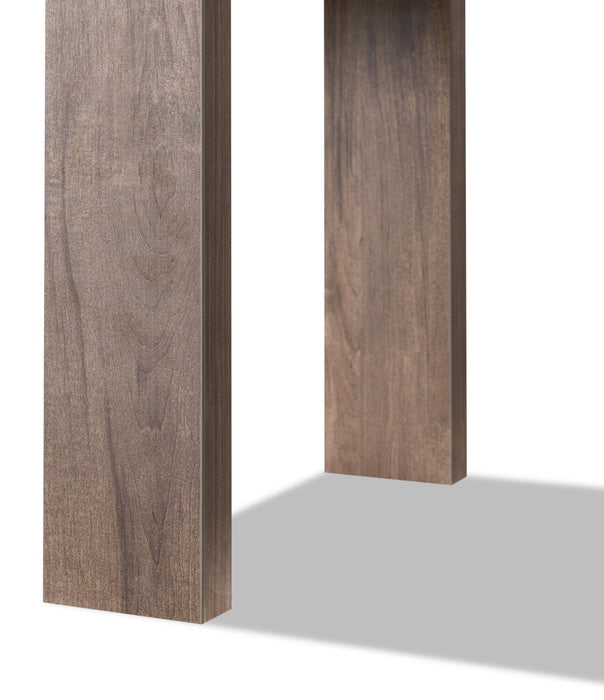 Table de salon moderne Harvy de 50 po avec dessus en verre et tablette - noisette