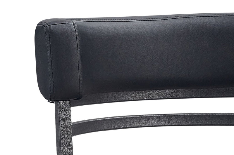 Tabouret bar Mila en tissu de cuir végétalien et en métal avec siège pivotant - noir