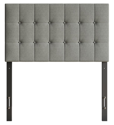 Ellis Upholstered Headboard in Grey Fabric, Button Tufted - Twin Size | Tête de lit rembourrée Ellis en tissu gris avec capitonnage à boutons - format lit simple