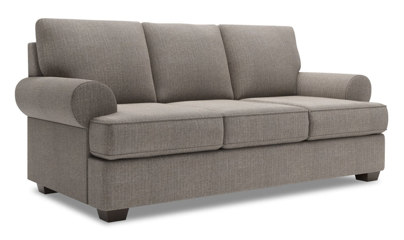Sofa personnalisable Roll de Sofa Lab de 86 po fabriqué au Canada en tissu d’apparence lin avec accoudoirs enroulés - gris Luna Smoke