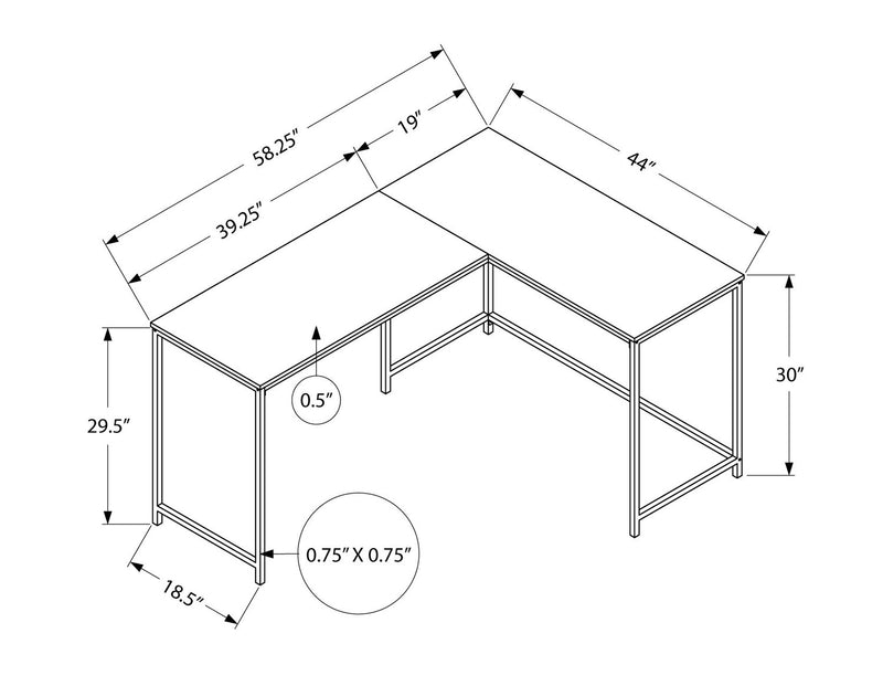 Bureau en coin en forme de L Karter de 58,25 po - brun