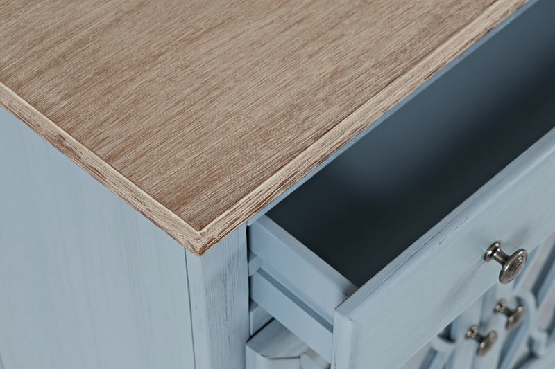 Armoire décorative Carmine de 31 po avec portes en verre - bleue