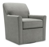 Fauteuil d’appoint pivotant Sofa Lab de 31 po fabriqué au Canada en tissu de velours - gris Platinum Grey