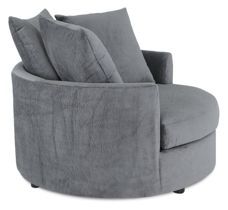 Fauteuil d’appoint Cuddler Grande de 48 po fabriqué au Canada en tissu de chenille - gris Plush Thunder