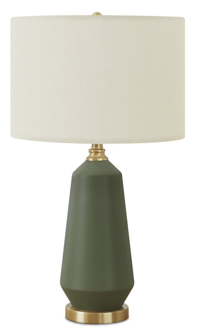 26" Green and Gold Ceramic Table Lamp|Lampe de table de 26 po en céramique verte et dorée