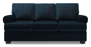 Sofa personnalisable Roll de Sofa Lab de 86 po fabriqué au Canada en tissu de chenille avec accoudoirs enroulés - bleu Luxury Indigo