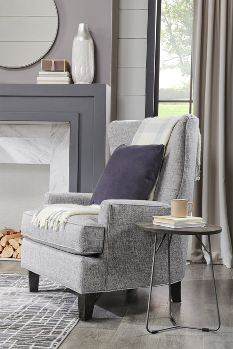 Fauteuil d’appoint à oreilles Sofa Lab personnalisable de 32 po fabriqué au Canada en tissu d’apparence lin - gris Luna Domino