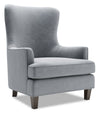 Fauteuil d’appoint à oreilles Sofa Lab personnalisable de 32 po fabriqué au Canada en tissu de velours - gris