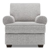 Fauteuil Roll de Sofa Lab personnalisable de 42 po fabriqué au Canada en tissu d’apparence lin avec accoudoirs enroulés - gris Luna Domino