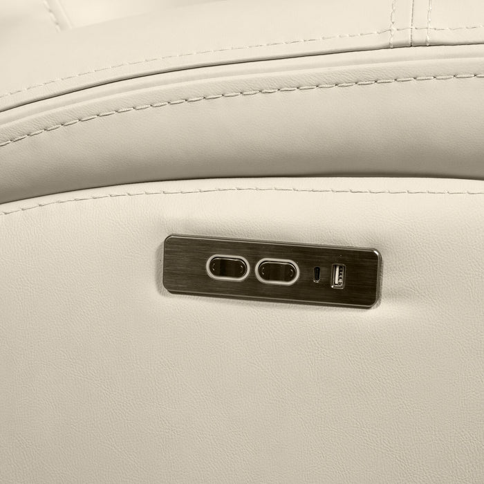 Fauteuil à inclinaison électrique Prescott de Scott Living de 42,5 po en cuir véritable avec appuie-tête électrique - gris platine