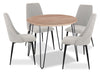 Ensemble de salle à manger Miya 5 pièces en acacia et métal avec table ronde de 36 po (L) et 4 chaises - gris