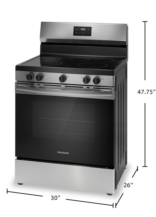 Cuisinière électrique Frigidaire de 5,3 pi³ avec élément à ébullition rapide et surface de cuisson à 5 éléments - acier inoxydable - FCRE305CBS