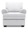 Fauteuil Roll de Sofa Lab personnalisable de 42 po fabriqué au Canada en tissu d’apparence lin avec accoudoirs enroulés - blanc Pax Ice