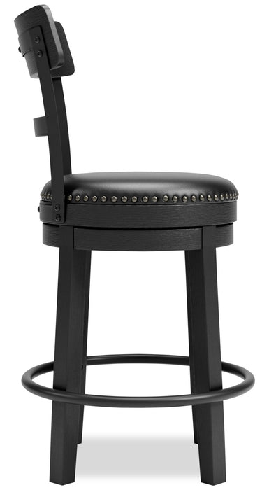 Tabouret Otis de hauteur comptoir en tissu de cuir végétalien et en métal avec siège pivotant - noir