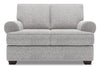Causeuse personnalisable Roll de Sofa Lab de 64 po fabriquée au Canada en tissu d’apparence lin avec accoudoirs enroulés - gris Luna Domino