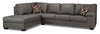 Sofa sectionnel de gauche Morty 2 pièces fabriqué au Canada en tissu d’apparence cuir avec sofa et coussins décoratifs - gris