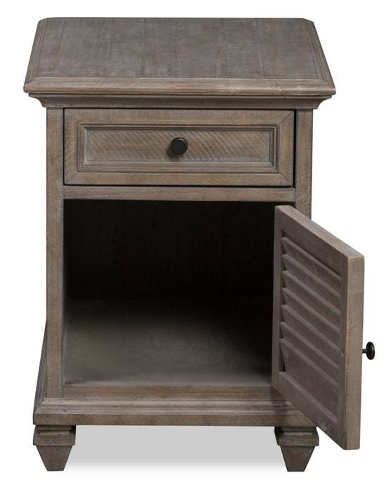 Table de bout traditionnelle Lancaster de 18 po avec rangement - grise et pin bronze