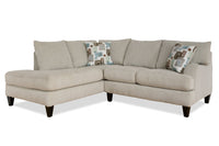 Sofa sectionnel de gauche Nofia 2 pièces fabriqué au Canada en tissu de chenille avec coussins décoratifs et pattes en bois - beige lin