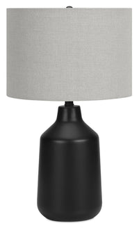 Lampe de table de 24 po béton noir avec abat-jour gris