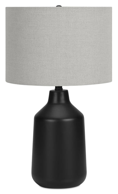 24" Black Concrete Table Lamp with Grey Shade|Lampe de table de 24 po béton noir avec abat-jour gris