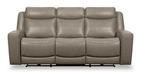Sofa à inclinaison électrique Prescott de Scott Living de 88,5 po en cuir véritable avec appuie-têtes électriques - gris