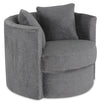 Fauteuil d’appoint pivotant Cuddler Petite de 36 po fabriqué au Canada en tissu de chenille - gris Teddy Nightfall