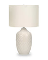 Lampe de table en forme de pot de gingembre de 25 po en céramique texturée crème avec abat-jour