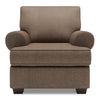 Fauteuil Roll de Sofa Lab personnalisable de 42 po fabriqué au Canada en tissu d’apparence lin avec accoudoirs enroulés - brun Luna Praline