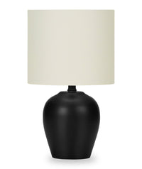 Lampe de table de 17 po en céramique noire avec abat-jour cylindrique