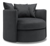 Fauteuil d’appoint pivotant Nest de Sofa Lab personnalisable de 41 po fabriqué au Canada en tissu d’apparence lin - gris Pax Pepper
