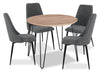 Ensemble de salle à manger Miya 5 pièces en acacia et métal avec table ronde de 36 po (L) et 4 chaises - anthracite