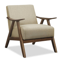 Fauteuil d’appoint Kyra de 28,5 po en tissu d’apparence lin avec accoudoirs courbés et armature en bois - taupe