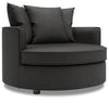 Fauteuil d’appoint enveloppant Sofa Lab personnalisable de 48 po fabriqué au Canada en tissu d’apparence lin - gris Luna Kohl