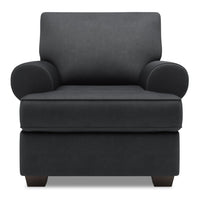 Fauteuil Roll de Sofa Lab de 42 po fabriqué au Canada en tissu d’apparence lin avec accoudoirs enroulés - gris Pax Pepper