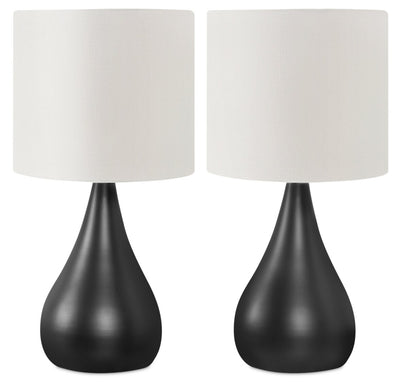 18" Black Metal 2-Piece Set, with Two Table Lamps|Ensemble 2 lampes de table de 18 po en métal noir