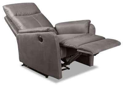 Eva Faux Suede Power Recliner - Dark Grey