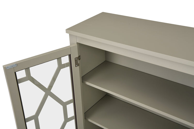 Armoire décorative Clary de 31,5 po avec portes en verre - grise