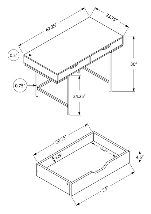 Bureau Butler de 47,25 po à 2 tiroirs - taupe