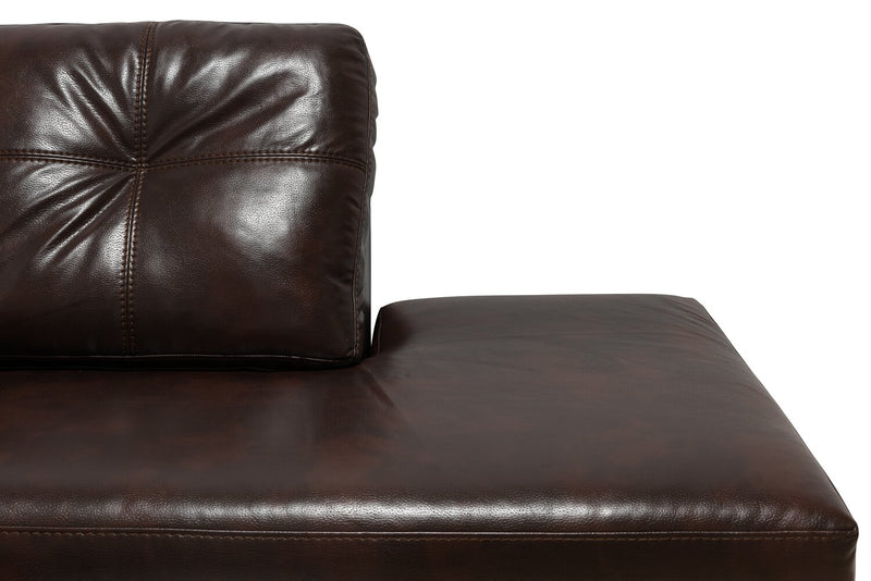Sofa sectionnel de droite Addison 2 pièces fabriqué au Canada en tissu d’apparence cuir avec coussins de siège amovibles - brun