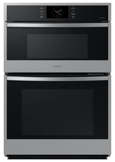 Samsung 30" 7 Cu. Ft. Electric Micowave Combination Wall Oven with Steam Cook - Stainless Steel - NQ… | Four à micro-ondes combiné avec four mural électrique Samsung de 7 pi³ et de 30 po avec cuisson à la…
