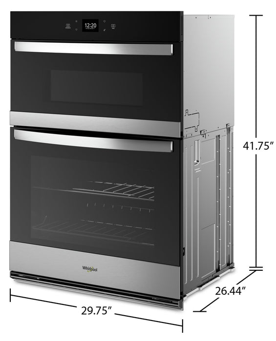 Four mural combiné électrique Whirlpool de 6,4 pi³ et de 30 po avec friture à air - acier inoxydable résistant aux traces de doigts - WOEC5030LZ
